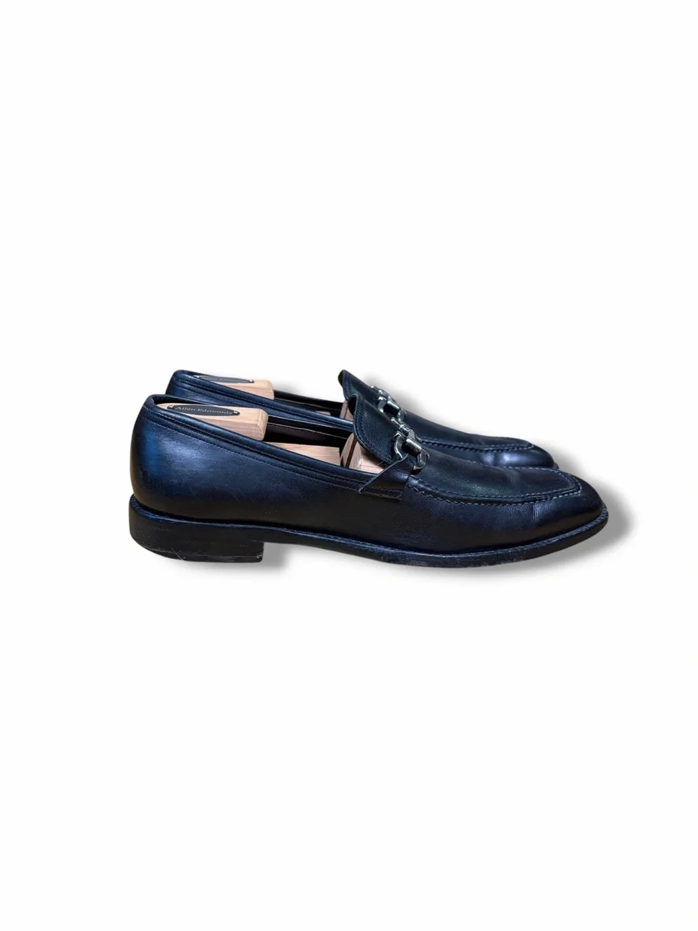 Salvatore Ferragamo Loafers Black Silver Gancini Horse Bit Buckle Shoes Sz 8.5 D
